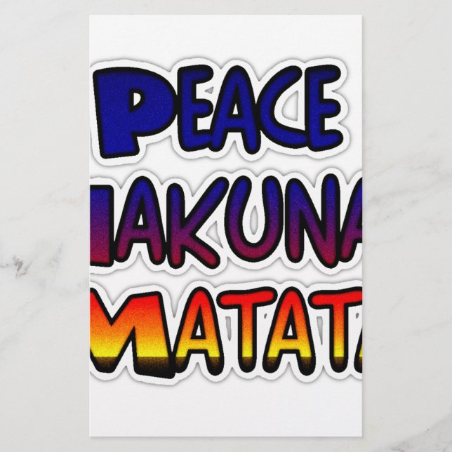 Peace Hakuna Matata Gradient Art Stationery (Front)