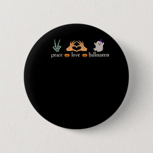 Peace Halloween Peace Sign Skeleton Witch's Hands  Button