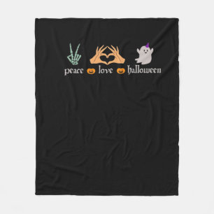 Peace Halloween Peace Sign Skeleton Witchs Hands Fleece Blanket