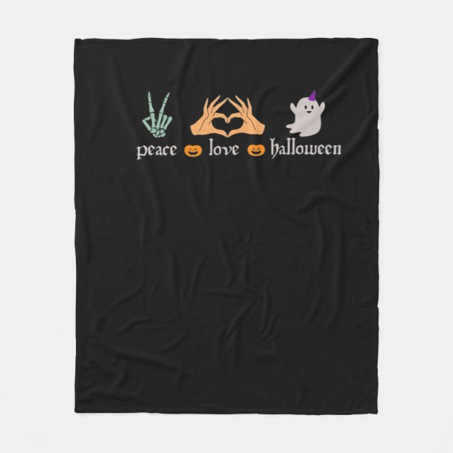 Peace Halloween Peace Sign Skeleton Witchs Hands Fleece Blanket (Front)