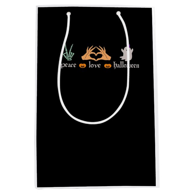 Peace Halloween Peace Sign Skeleton Witch's Hands  Medium Gift Bag (Front)