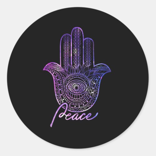 Peace Hamsa Yoga Gym Classic Round Sticker