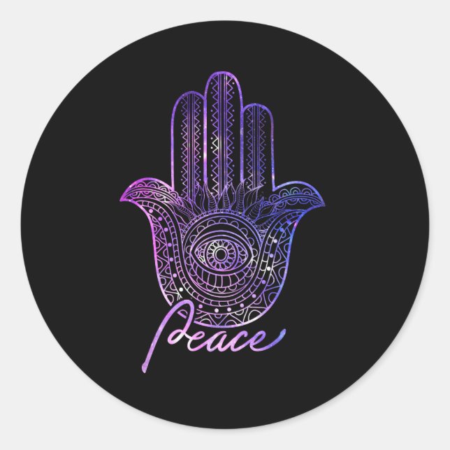 Peace Hamsa Yoga Gym Classic Round Sticker (Front)