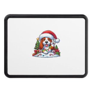 Peace Hand Basset Hound Christmas Lights Dog Women Hitch Cover