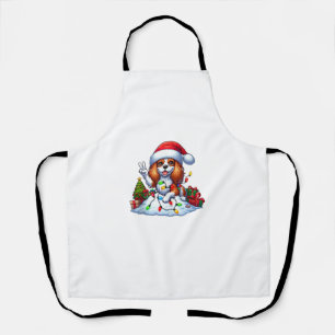 Peace Hand Cavalier King Charles Spaniel Christmas Apron