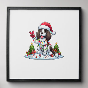 Peace Hand English Springer Spaniel Christmas Dog  Peel And Stick Photo Tile