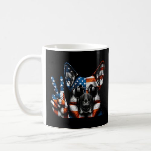Peace Hand German Shepherd Dog American Flag USA P Coffee Mug