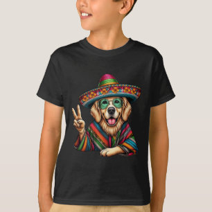 Peace Hand Golden Retriever Kids Mens Womens Cinco T-Shirt