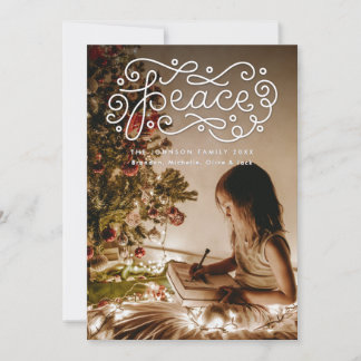 Peace Hand Lettered Photo Holiday Card