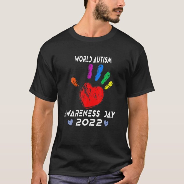 Peace Hand Love World Autism Awareness Day T-Shirt (Front)