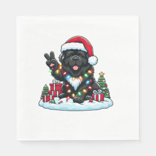 Peace Hand Newfoundland Dog Christmas Lights Women Napkins
