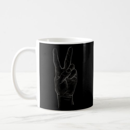 Peace Hand Sign Drawn Illustration Victory Coffee Mug