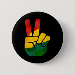 Peace Hand Sign Juneteenth Day Black Pride Men Wom Button