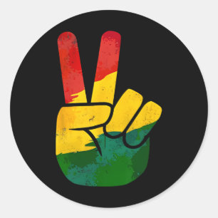 Peace Hand Sign Juneteenth Day Black Pride Men Wom Classic Round Sticker