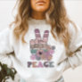 Peace Hand Sign Retro 70s Floral Daisy  Sweatshirt