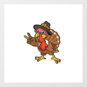 Peace Hand Sign Thankful Turkey Thanksgiving  Floor Decals