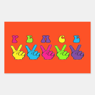 Peace Hand Signs Rectangular Sticker