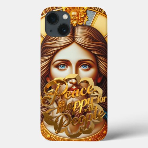 Peace happy for all people golden design iPhone 13 case