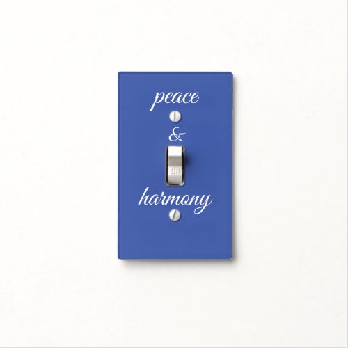 Peace  Harmony in Blue  White Light Switch Cover