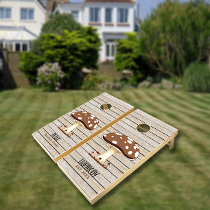 Peace Harmony Mushroom Wood Family Cornhole Set