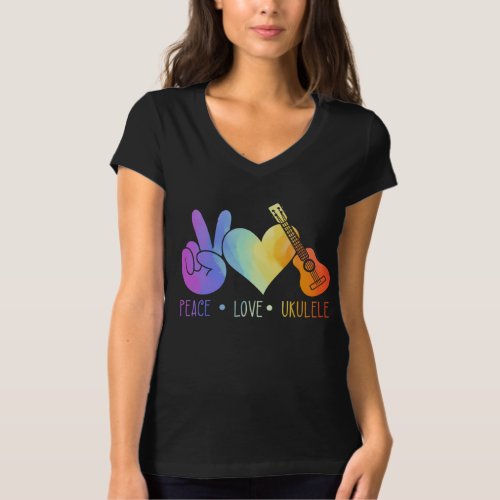 Peace Hawaiian Ukulele Music Love T_Shirt