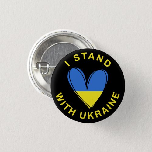 Peace Heart Love I Stand With Ukraine Button