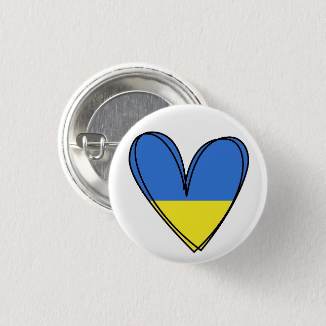 Peace Heart Love I Stand With Ukraine Button (Front & Back)