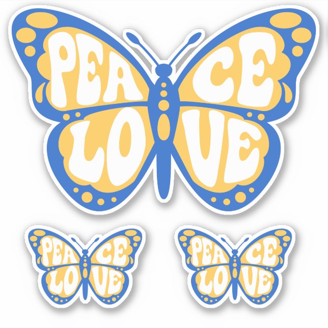 Peace Heart Love I Stand With Ukraine Button Class Sticker (Front)
