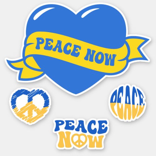 Peace Heart Love I Stand With Ukraine Button Class Sticker