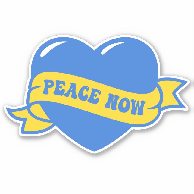 Peace Heart Love I Stand With Ukraine Button Class Sticker (Front)