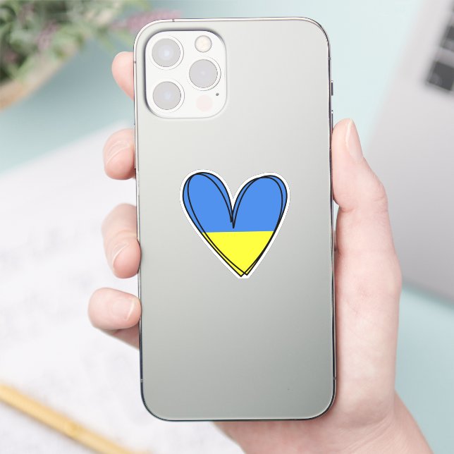Peace Heart Love I Stand With Ukraine Button Class Sticker (Phone)