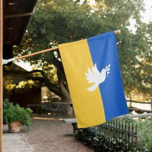 Peace Heart Love I Stand With Ukraine House Flag