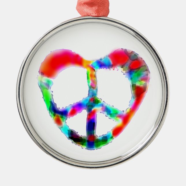 Peace Heart Metal Ornament (Front)