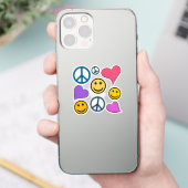 Peace Hearts Happy Faces Sticker (Phone)