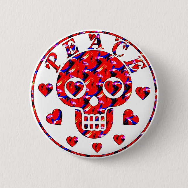 Peace Hearts Skull Button (Front)