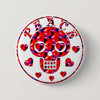 Peace Hearts Skull Button