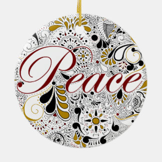 Peace Henna Design Ceramic Ornament