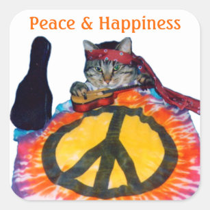Peace Hippie Cat Sticker