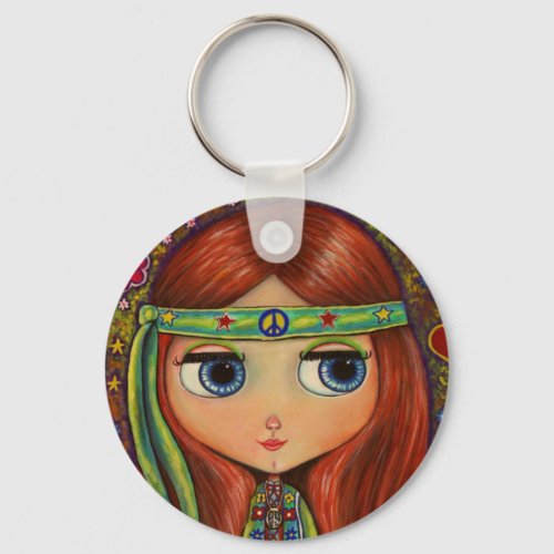Peace Hippie Doll Keychain