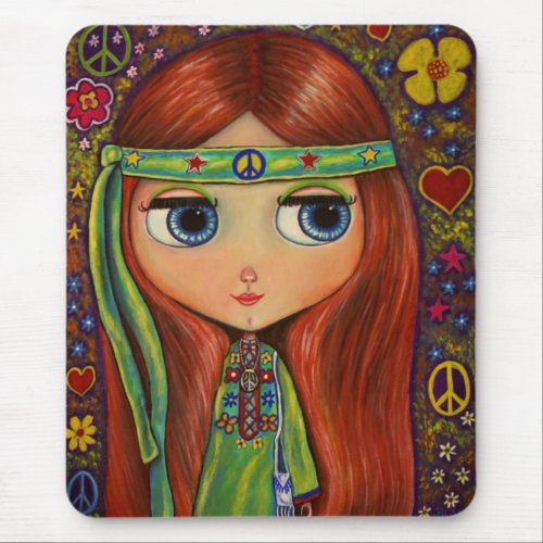 Peace Hippie Doll Mouse Pad