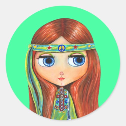 Peace Hippie Doll Sticker