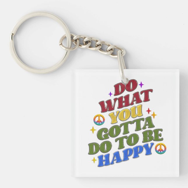 Peace Hippie Happy Encouragement Positivity  Keychain (Front)