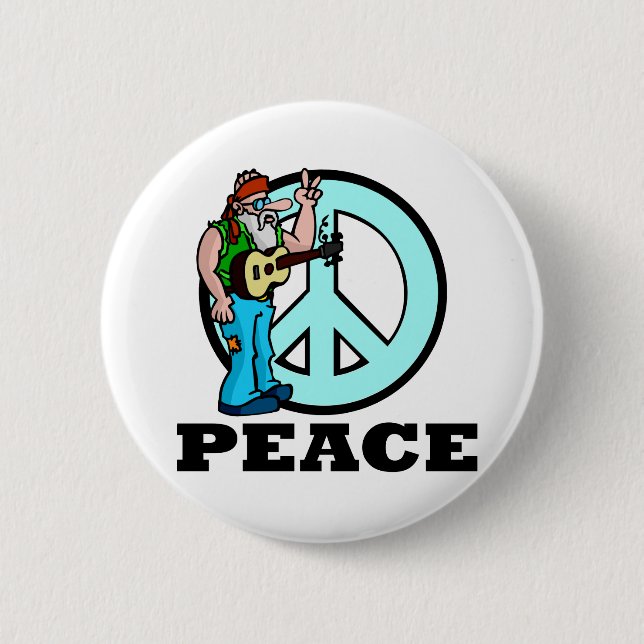 Peace Hippie Pinback Button (Front)