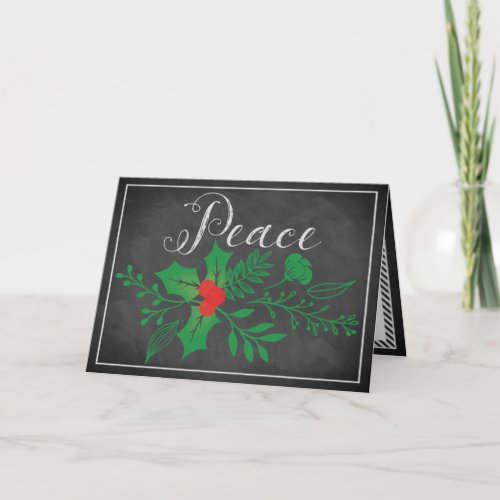 Peace Holiday Card  Faux Chalkboard
