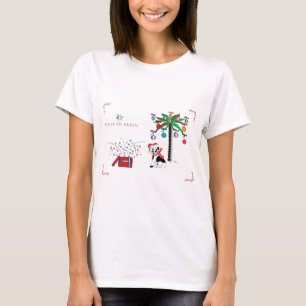 Peace Holiday Greetings, Palm Tree, Dog T-Shirt