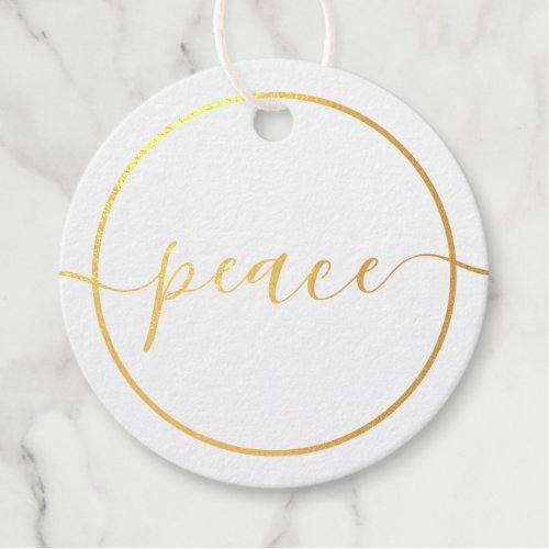 Peace Holiday Snowflake Background Personalized Foil Favor Tags