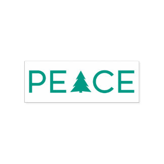 Peace Holiday Tree Modern Typography Self-inking Stamp