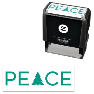 Peace Holiday Tree Modern Typography Self-inking Stamp