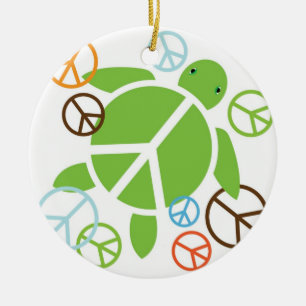 Peace Honu Holiday Christmas Ornament