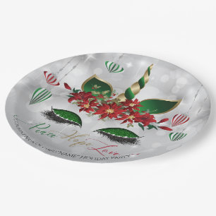 Peace Hope and Love Holiday Unicorn Face Paper Plates